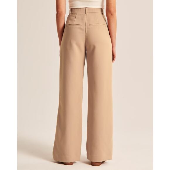 NWT Abercrombie & Fitch Sloane Tailored Wide Leg Pant In Tan Size 34 Regular - Picture 2 of 10